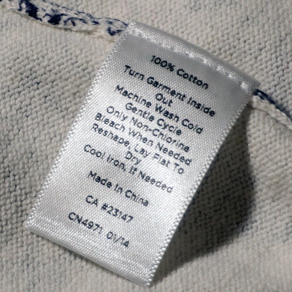 Talbots Navy Cream Paisley 100% Cotton Cardigan Sweater L 3/4 Sleeve Classic NWT - Picture 5 of 5